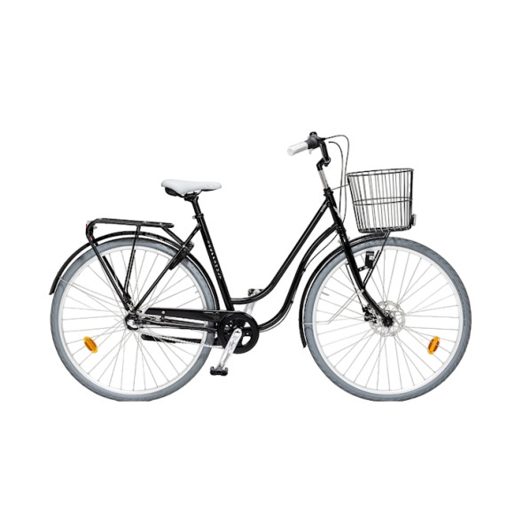 Cykel Skeppshult SMILE DAM, 3-VXL. MED KORG (47CM), SPEGELSVART