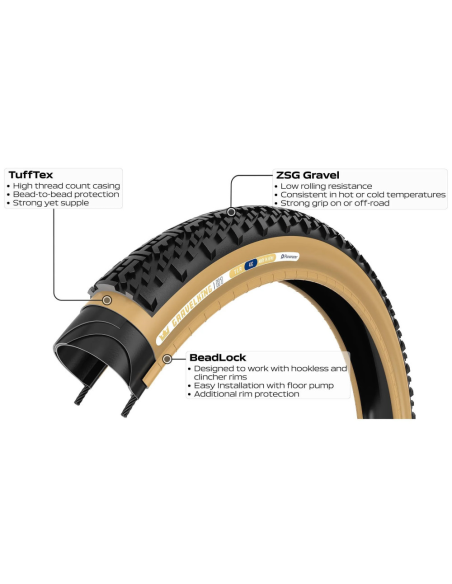 Däck Panaracer GravelKing X1 700 x 40C TLC, Svart/brun